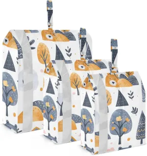 Forest Animals Travel Storage Bag with Lanyard - Portable Lightweight Classified Storage Bag with Zipper, Dust and Waterproof Travel Packing Cube for Suitcase,3 Pieces