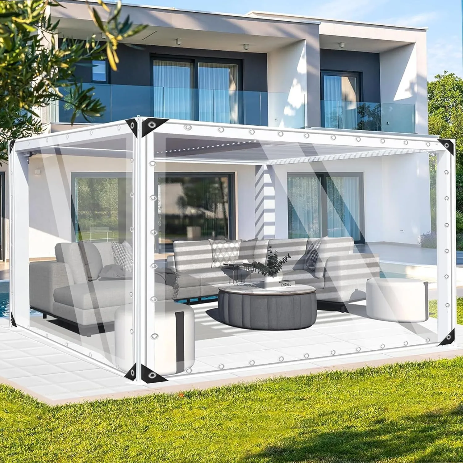 FoundGo 8' x 10' Clear Tarps Heavy Duty PVC Vinyl 20 Mil Thick Tarpaulin Glass Tarpaulin with Metal Grommets，Protects Against Water, UV-Ray, Tear, Cold Weather Resistan for Greenhouse Balcony Garden