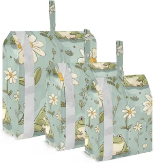 Frogs Travel Storage Bag with Lanyard - Portable Lightweight Classified Storage Bag with Zipper, Dust and Waterproof Travel Packing Cube for Suitcase,3 Pieces