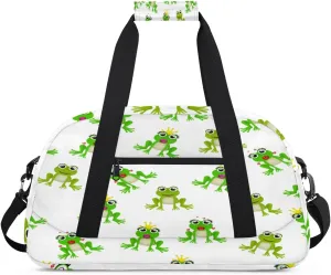 Funny Frog Gym Duffel Bag for Men Women Frog Queen Sports Tote Bag with Adjustable Shoulder Strap for Dance Gymnastics Traveling Outdoor Camping Overnight Stay