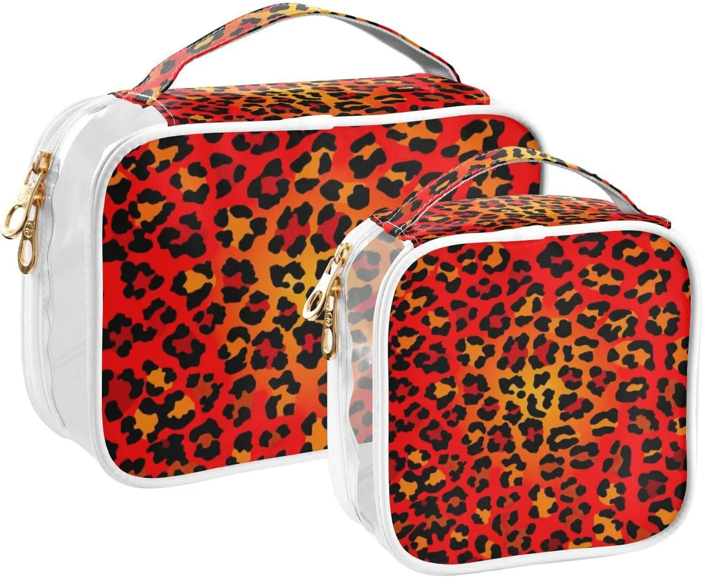 GAIGEO Abstract Leopard 2 Pack Clear Toiletry Bag Set, 2 Pack Makeup Bag, Clear Plastic Toiletry Bags for Traveling