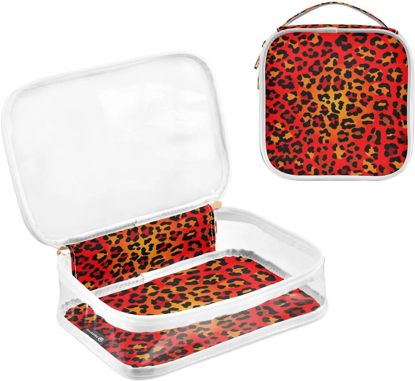 GAIGEO Abstract Leopard 2 Pack Clear Toiletry Bag Set, 2 Pack Makeup Bag, Clear Plastic Toiletry Bags for Traveling