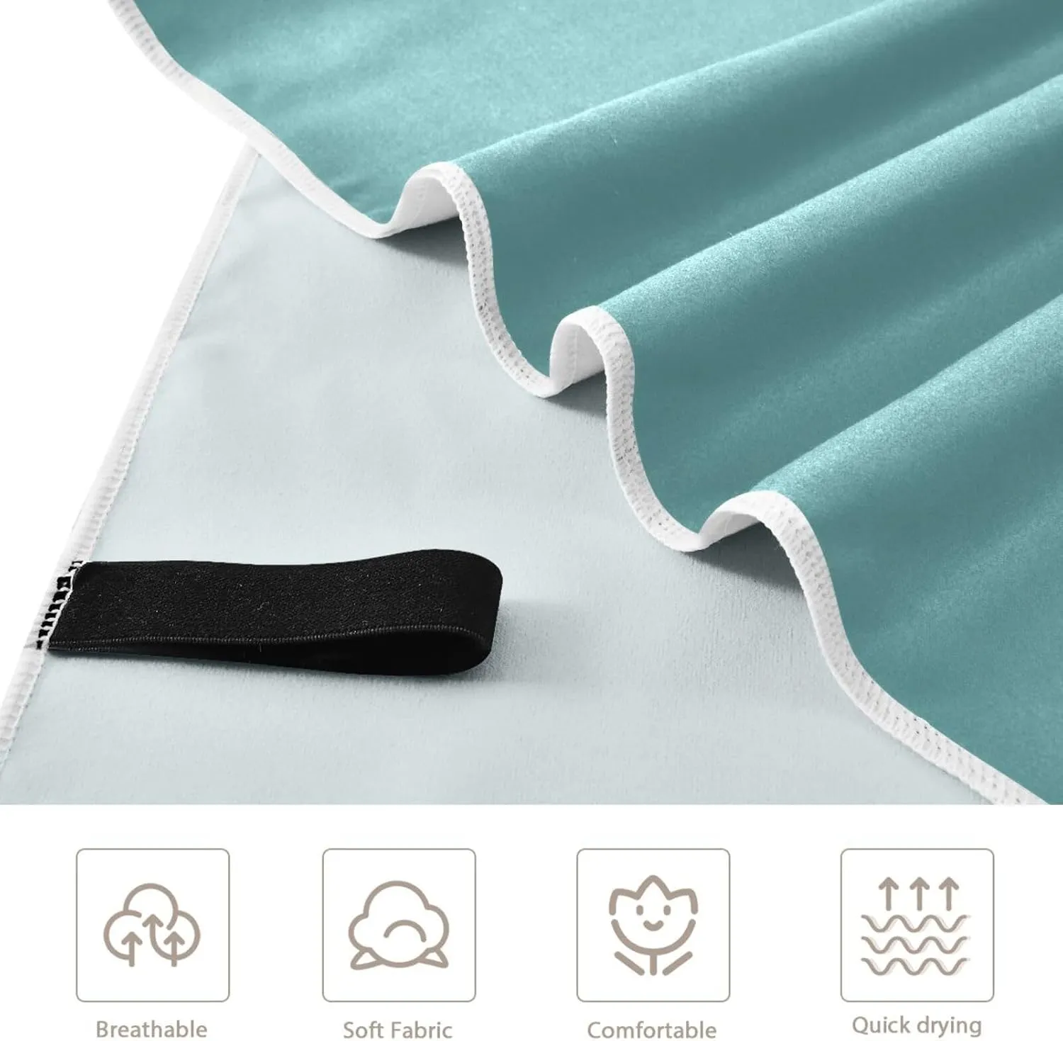 GAIGEO Cadet Blue Fast Drying Beach Towels, Thin Beach Towel with Storage Bag, for Adult, Quick Dry Towels for Camping, Travel, 30"x60"