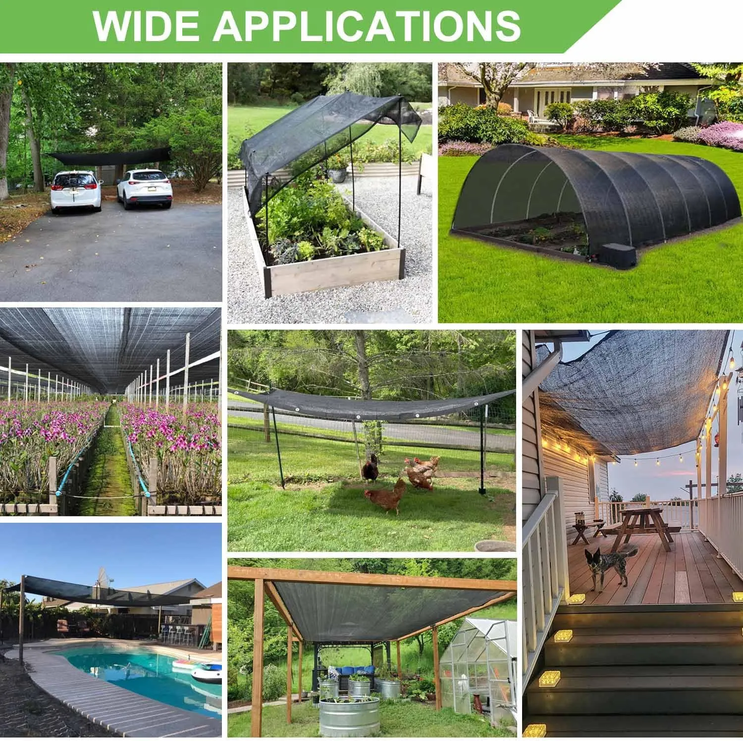 Garden 40% Shade Cloth, 10 x 20 FT Shade Mesh Tarp with Reinforced Brass Grommets, Black Outdoor Sunblock Shade Cloth Cover for Plants, Greenhouse, Patio, Chicken Coop, Tomatoes Sun Shade Net