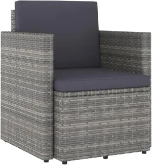 Garden Chairs, Balcony Chairs, Patio Chair with Cushions, Easy to Clean Suitable for Patio, Porch, Backyard, Balcony, Poolside, Garden Poly Rattan Gray