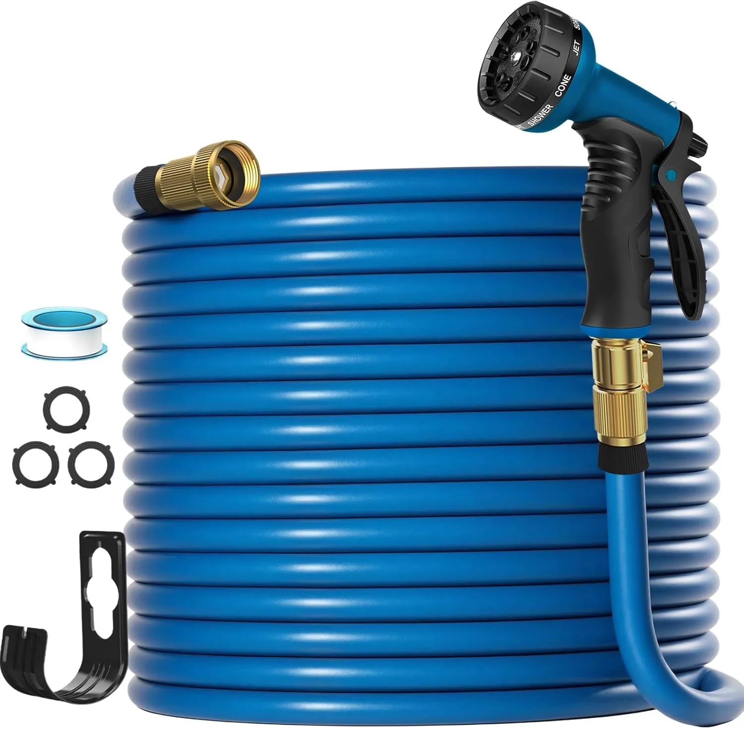 Garden Hose 100ft, Water Hose with 10 Function Spray Nozzle, Water Hose No Kink & Leakproof, Easy to Move & Store
