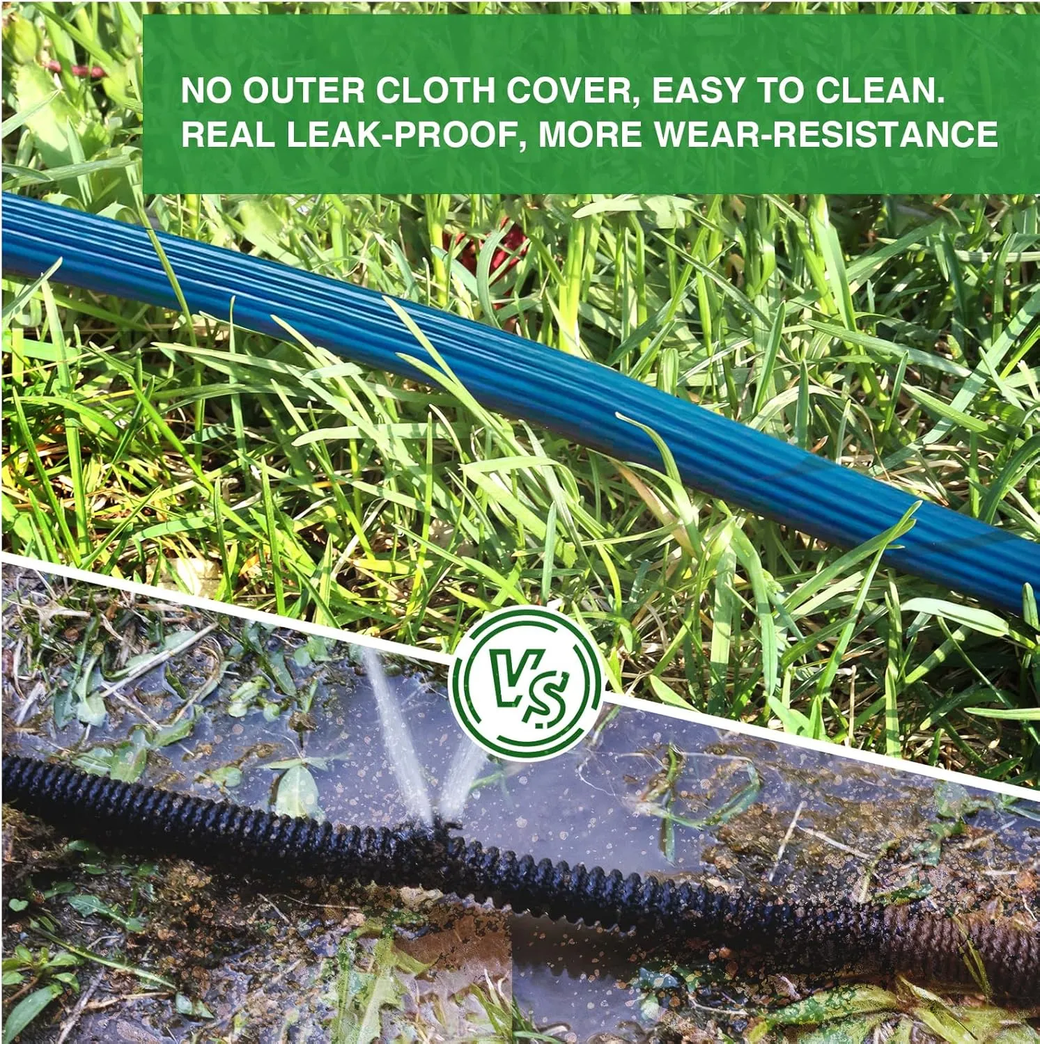 Garden Hose 100ft, Water Hose with 10 Function Spray Nozzle, Water Hose No Kink & Leakproof, Easy to Move & Store