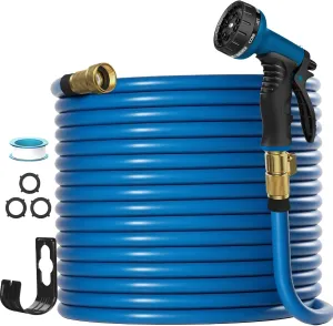 Garden Hose 100ft, Water Hose with 10 Function Spray Nozzle, Water Hose No Kink & Leakproof, Easy to Move & Store
