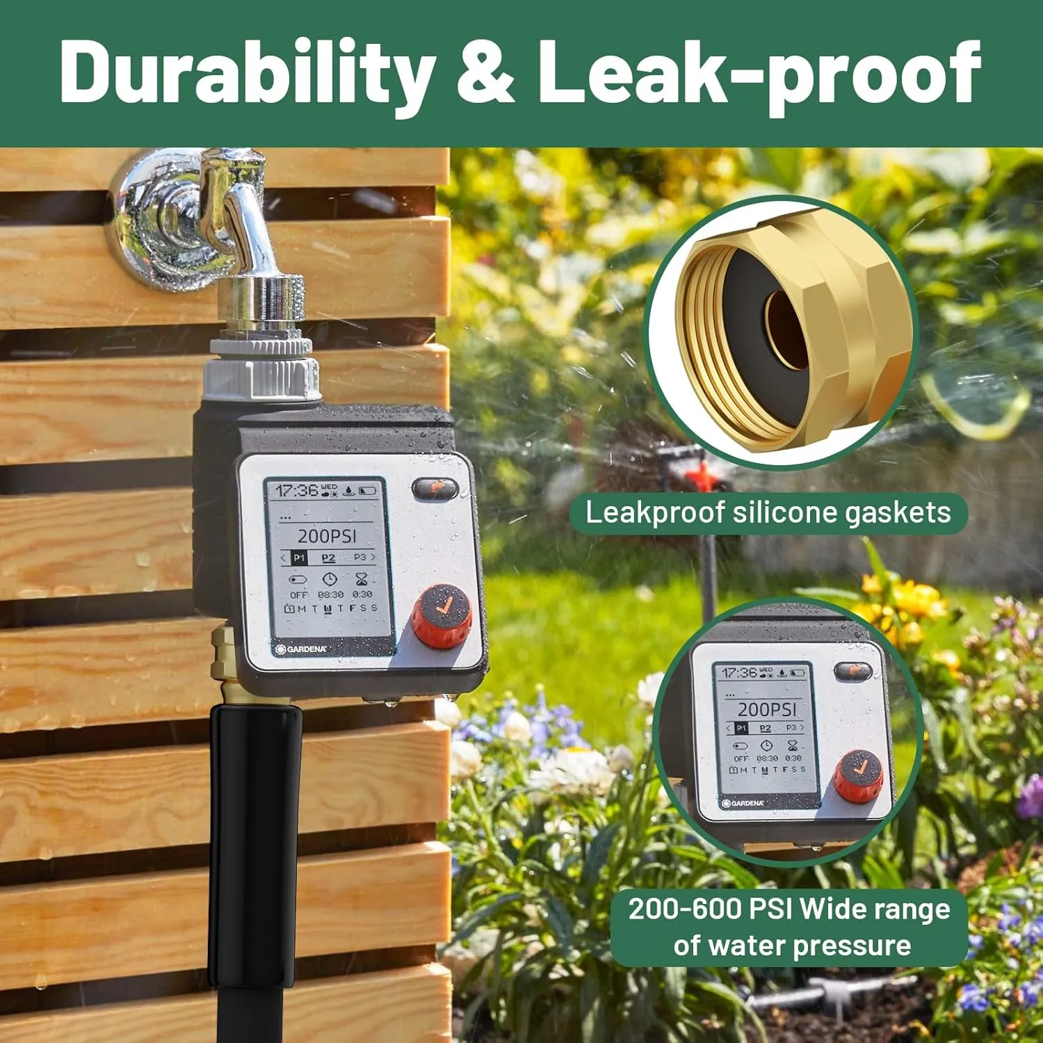 Garden Hose 50 ft x 5/8 in Heavy Duty Water Hose, Flexible No Kinks, Lightweight Hybrid Hose, Male to Female Fittings Leakproof Rubber Leader Hose, Drinking Water Safe, BT50, Black