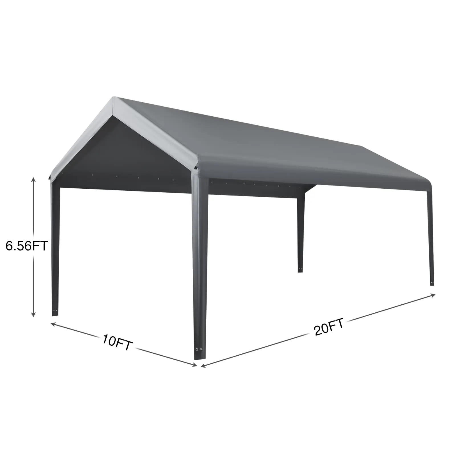 Gardesol Carport Replacement Canopy, Replacement Top Cover for 10' x 20' Carport Frame, 180G Waterproof & UV Protected Tarp with Ball Bungees, Gray, Only Top Cover, Frame is not Included
