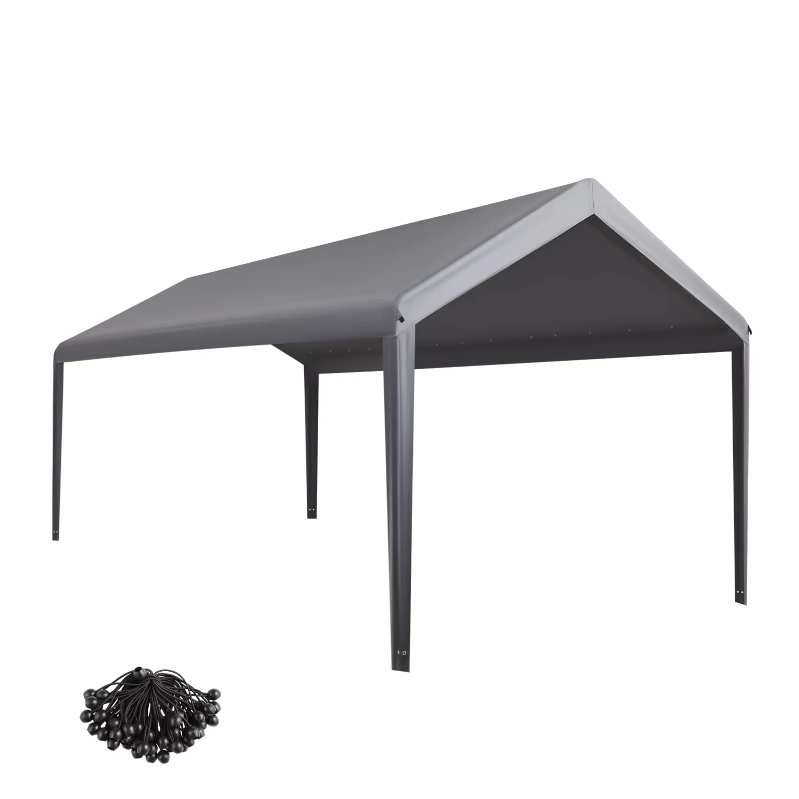 Gardesol Carport Replacement Canopy, Replacement Top Cover for 10' x 20' Carport Frame, 180G Waterproof & UV Protected Tarp with Ball Bungees, Gray, Only Top Cover, Frame is not Included
