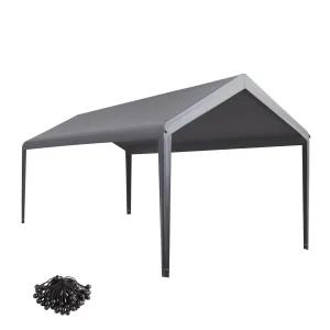 Gardesol Carport Replacement Canopy, Replacement Top Cover for 10' x 20' Carport Frame, 180G Waterproof & UV Protected Tarp with Ball Bungees, Gray, Only Top Cover, Frame is not Included