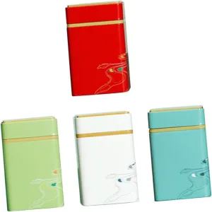 Garneck 4Pcs Tinplate Tea Canister Airtight Storage for Loose Leaf Tea Dry Food Grains Stylish Tea Jar with Options for Kitchen