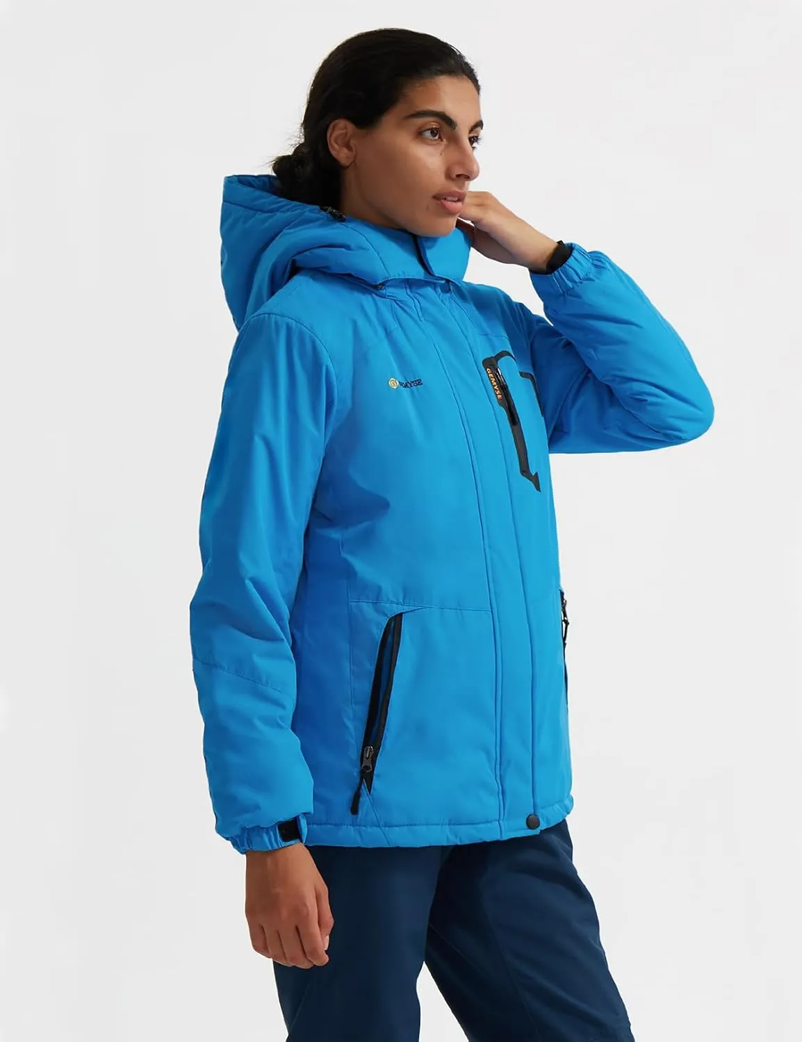 GEMYSE Women's Ski Snow Jacket Warm Winter Waterproof Coat Snowboard Rain Jacket Hooded Windproof Windbreaker