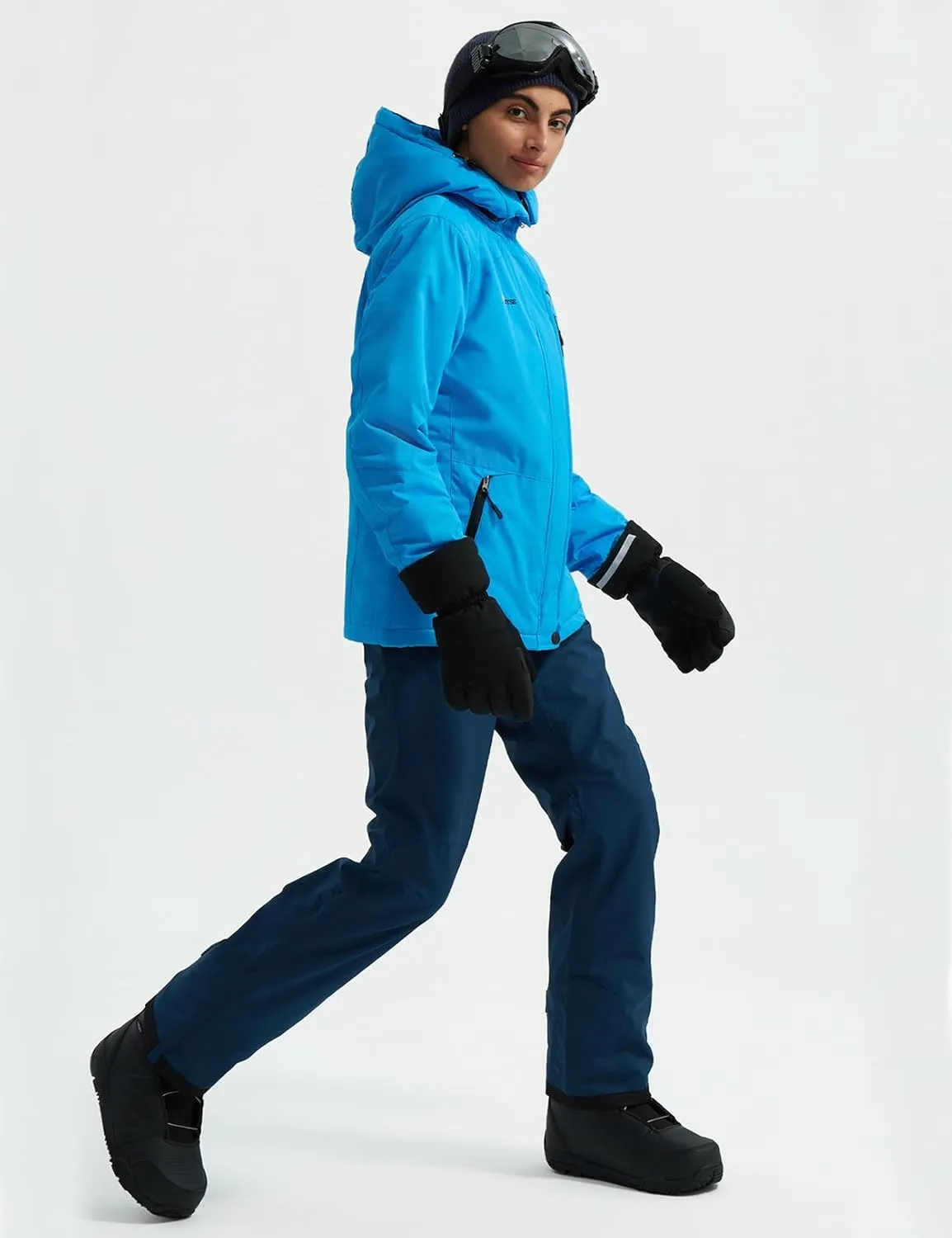 GEMYSE Women's Ski Snow Jacket Warm Winter Waterproof Coat Snowboard Rain Jacket Hooded Windproof Windbreaker
