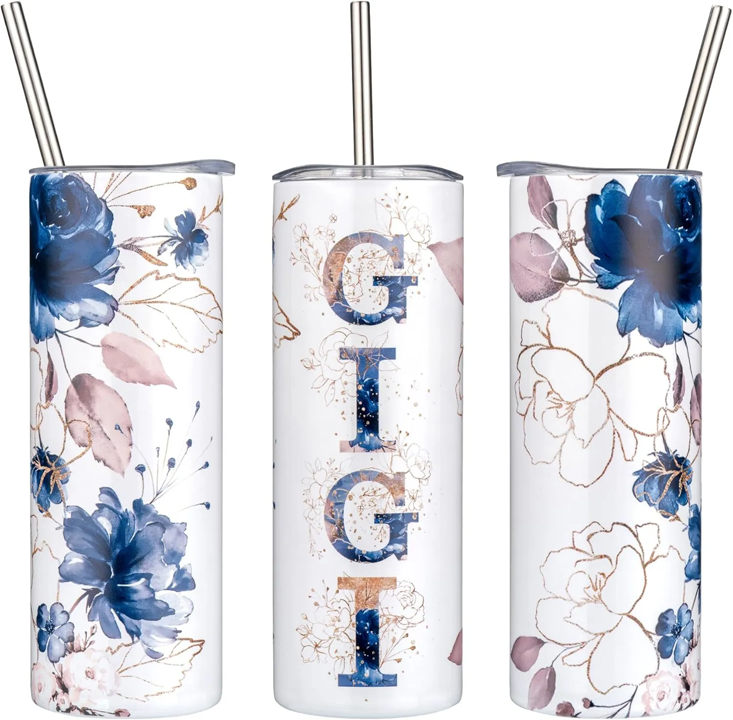 Gigi Gifts for Grandma From Grandchildren, Birthday Christmas Gifts For Gigi from Grandson Granddaughter, 20oz Floral Stainless Steel Tumbler with Lid (GIGI)