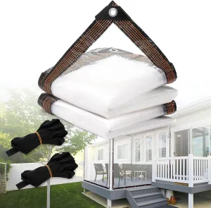 Goaste 2 Pack Clear Tarp with Grommets, 10 x 6.5 Ft Transparent Tarpaulin Waterproof, Heavy Duty Tarp Cover with Reinforced Edge, Thickened Tear Resistant PVC Vinyl Tarpaulin for Patio, Porch