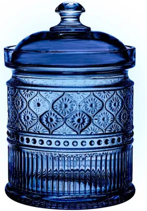 Godinger Canister Storage Container, Food Storage and Organization, Glass Jars 5X7, Blue