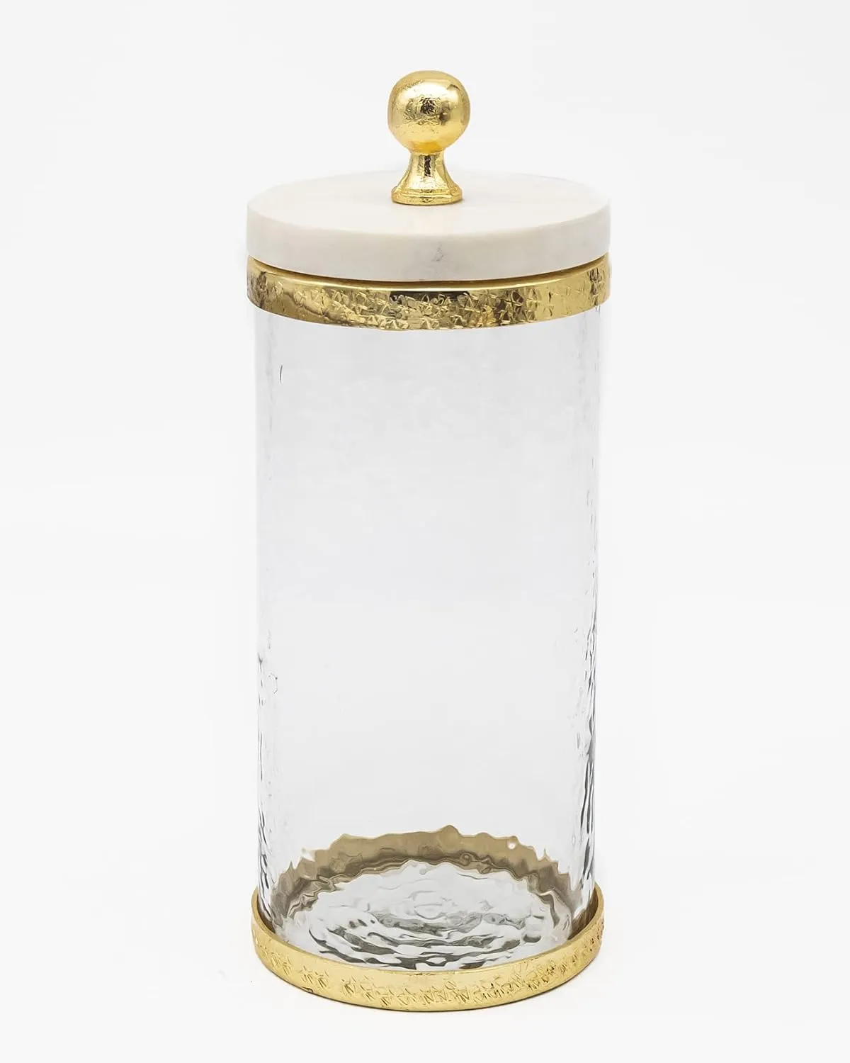 Godinger Canister Storage Container, Glass Storage Canister, Marble with Gold Band - 4x8