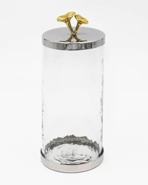 Godinger Canister Storage Container, Glass Storage Canister, Marble with Silver Band - 4x8