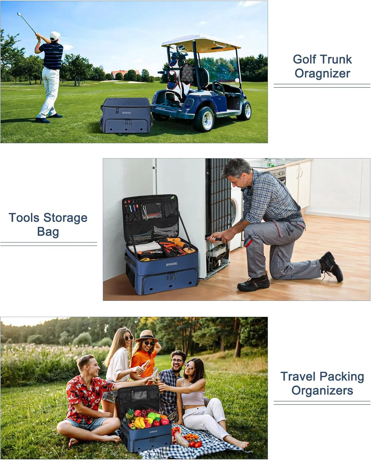 Golf Trunk Organizer, Waterproof Car Golf Locker with Separate Ventilated Compartment for 2 Pair Shoes, Golf Storage for Balls, Tees, Cap, Clothes, Gloves, Accessories, Gifts for Men, Women