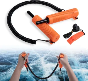 Goture 2/3 Pack Ice Fishing Safety Picks Kit-Ice Awls, Ice Cleats for Shoes and Whistle, Ice Anti Slip Retractable Ice Picks Set Portable Emergency Gear for Fishing, Skating, Sled, Walking On Ice