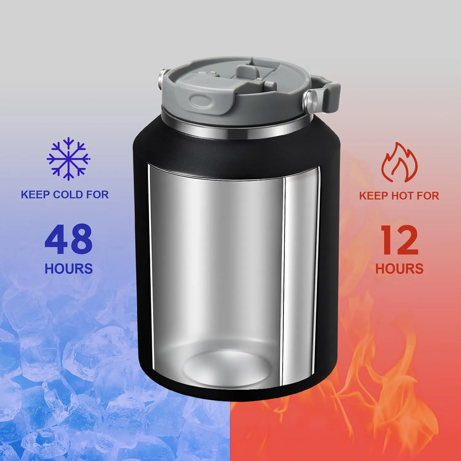 Gpeng 40 oz Tumbler with Handle, Water Bottles with Straw Lid, Insulated Stainless Steel Travel Mug Cup Holder Friendly, Keep Drinks Cold or Hot for 48  Hours
