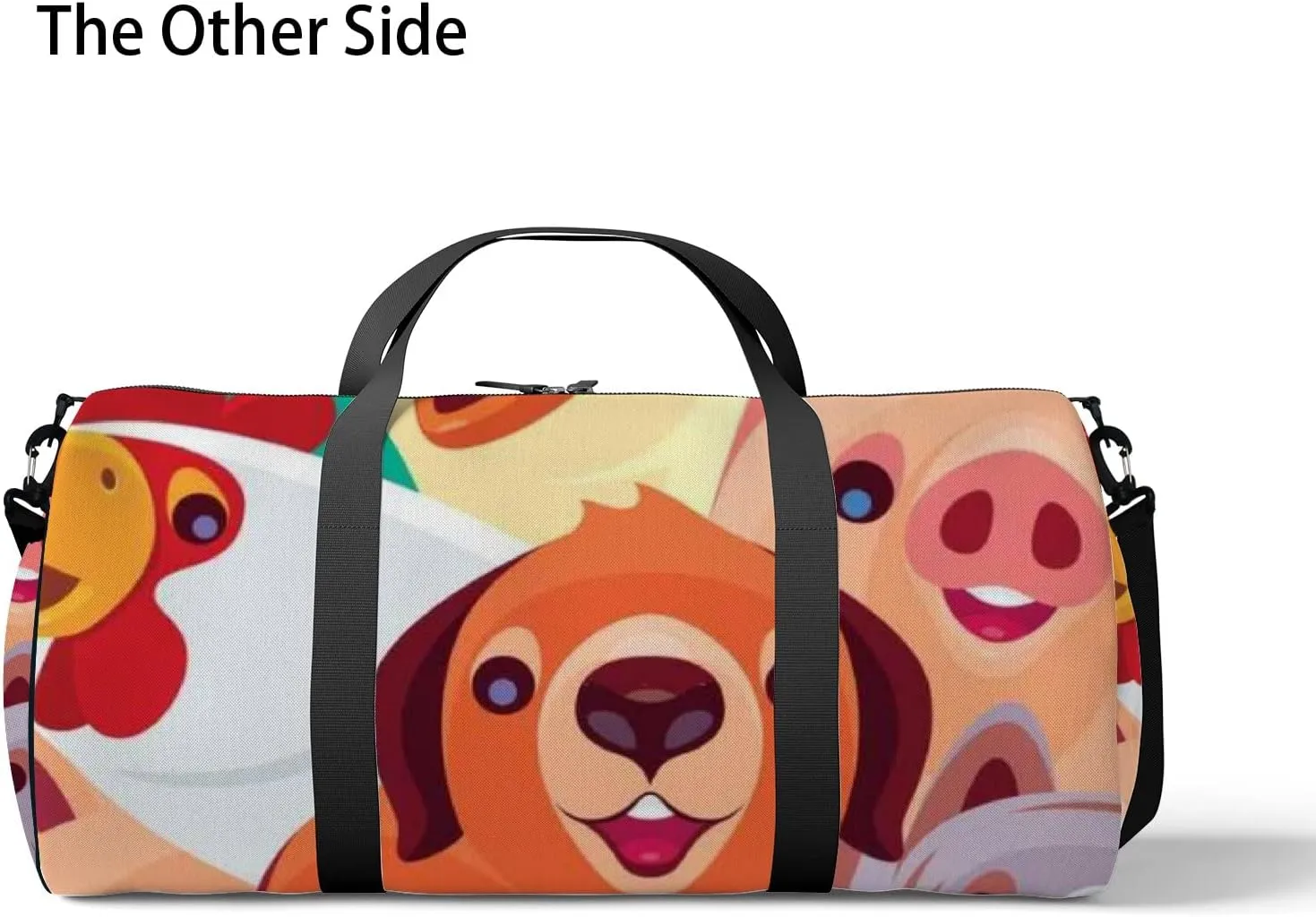 Green Cute Kawaii Cheerful Domestic Animals Sports Bag Tote Bag Waterproof Gym Bag with Shoulder Strap Zipper 2 Side Pockets for Men and Women, Travel and Storage Shoulder Bag.