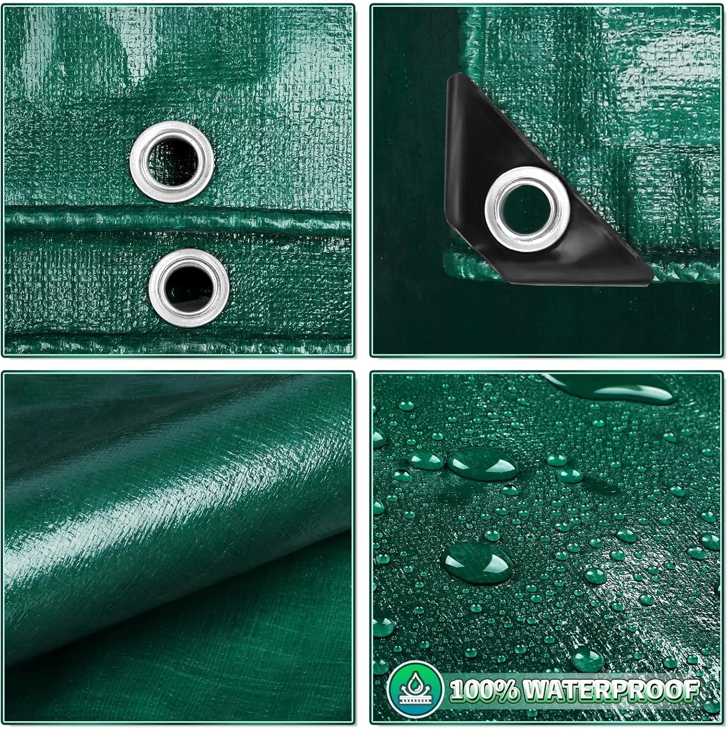 Green Heavy Duty Tarp 10x12 Feet, 12 Mil Thick Waterproof Poly Tarps Cover UV Resistant, Rip & Tear Proof with Metal Grommets Every 20 Inche