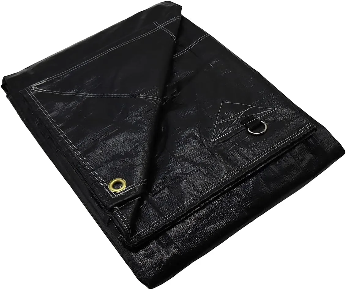 Grip 16 Mil Heavy Duty Truck Tarp - Triangular Reinforced Fabric with D-Rings Every Two Feet - Water and Tear Resistant - Cover Truck Beds, Trailers, Boats - Home, Landscaping, Traveling (10' x 12')