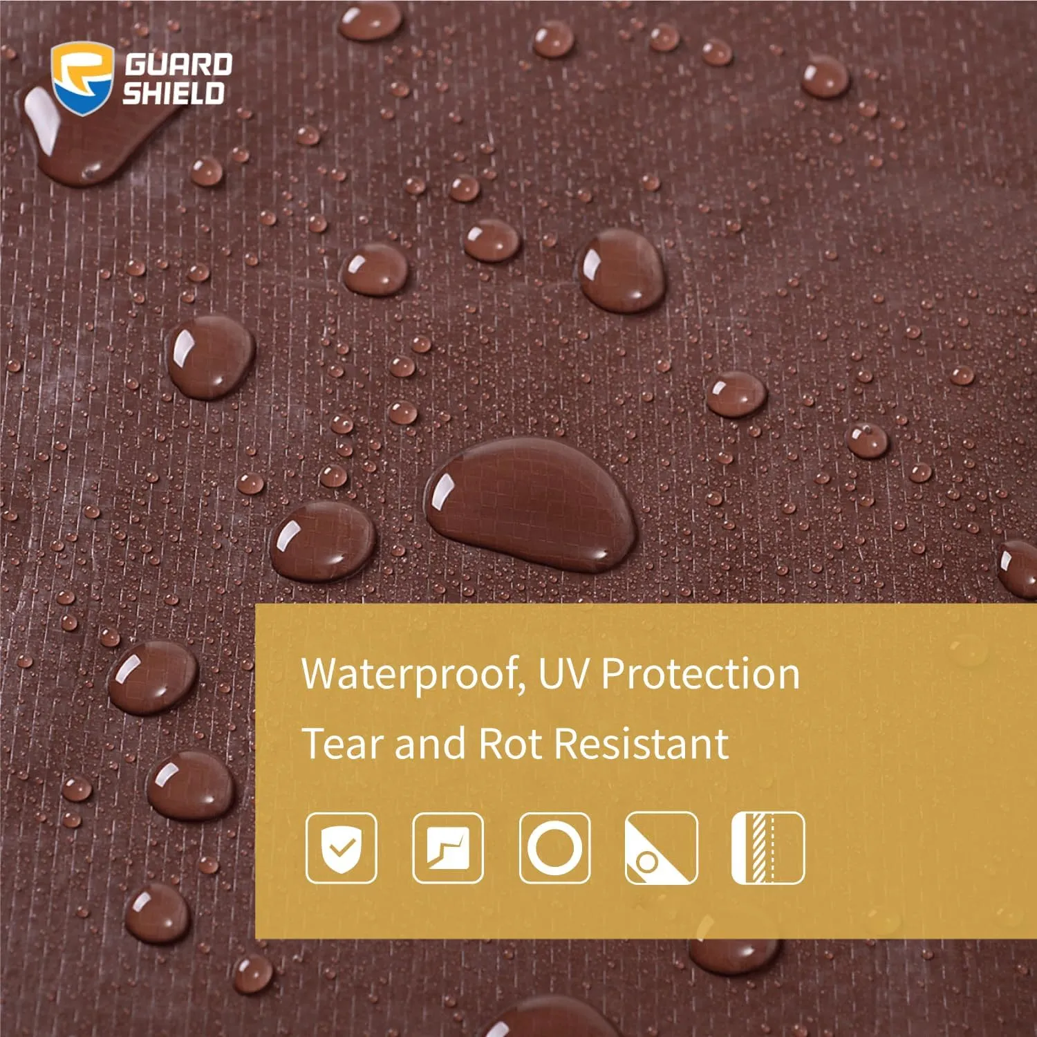 GUARD SHIELD 10x12 Feet Tarp Waterproof Brown Silver Rain Roof Tarps for Patio Floor Cover Weatherproof Outdoor 8mil