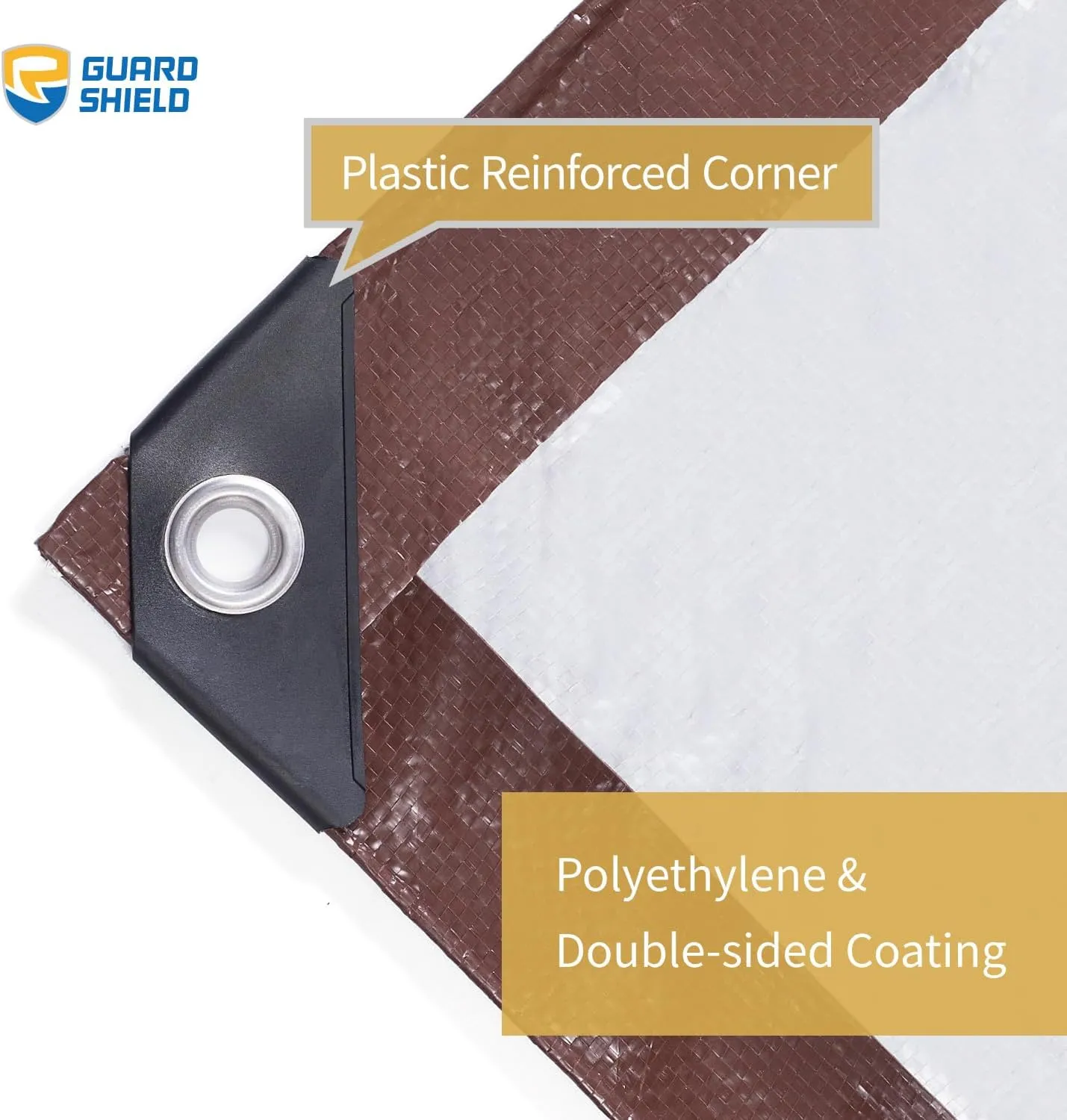 GUARD SHIELD 10x12 Feet Tarp Waterproof Brown Silver Rain Roof Tarps for Patio Floor Cover Weatherproof Outdoor 8mil