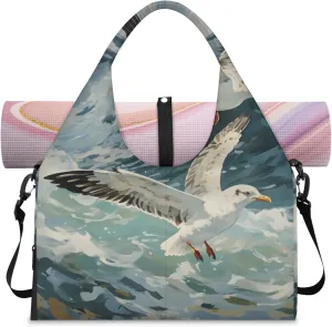 Gym Bag with Shoe Compartment Personal Item Travel Bag Tote Bag for Men Women Duffle Bag for Travel Sports Fitness & Workout Cartoon Sea Gulls