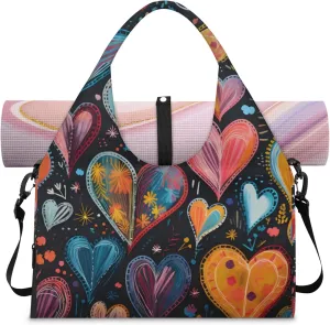 Gym Bag with Shoe Compartment Personal Item Travel Bag Tote Bag for Men Women Duffle Bag for Travel Sports Fitness & Workout Mystical Valentine's Love
