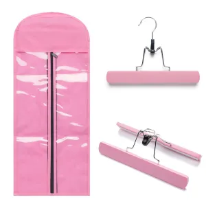 Hairro Portable Hair Extensions Carrier Non-woven Dust-proof Storage Case with Wooden Hanger for Human Hair Extensions, 26 Inch Creamy Pink