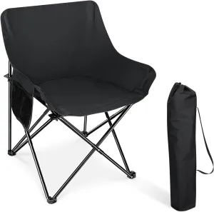 HaSteeL Folding Camping Chair, Portable Foldable Camp Chair for Adults, Comfortable 600D Oxford Fabric Collapsible Lawn Chairs for Indoor Outdoor Beach, 250lbs Weight Capacity, Storage Bag, Black
