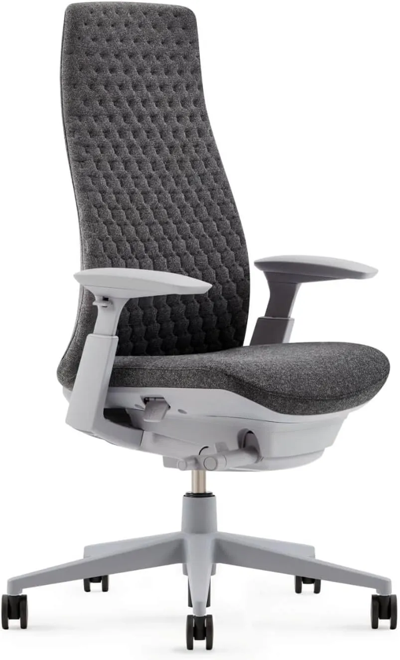 Haworth Fern Ergonomic Office Chair – Stylish and Innovative Desk Chair with Digital Knit Finish - Without Lumbar Support (Heathered Grey)