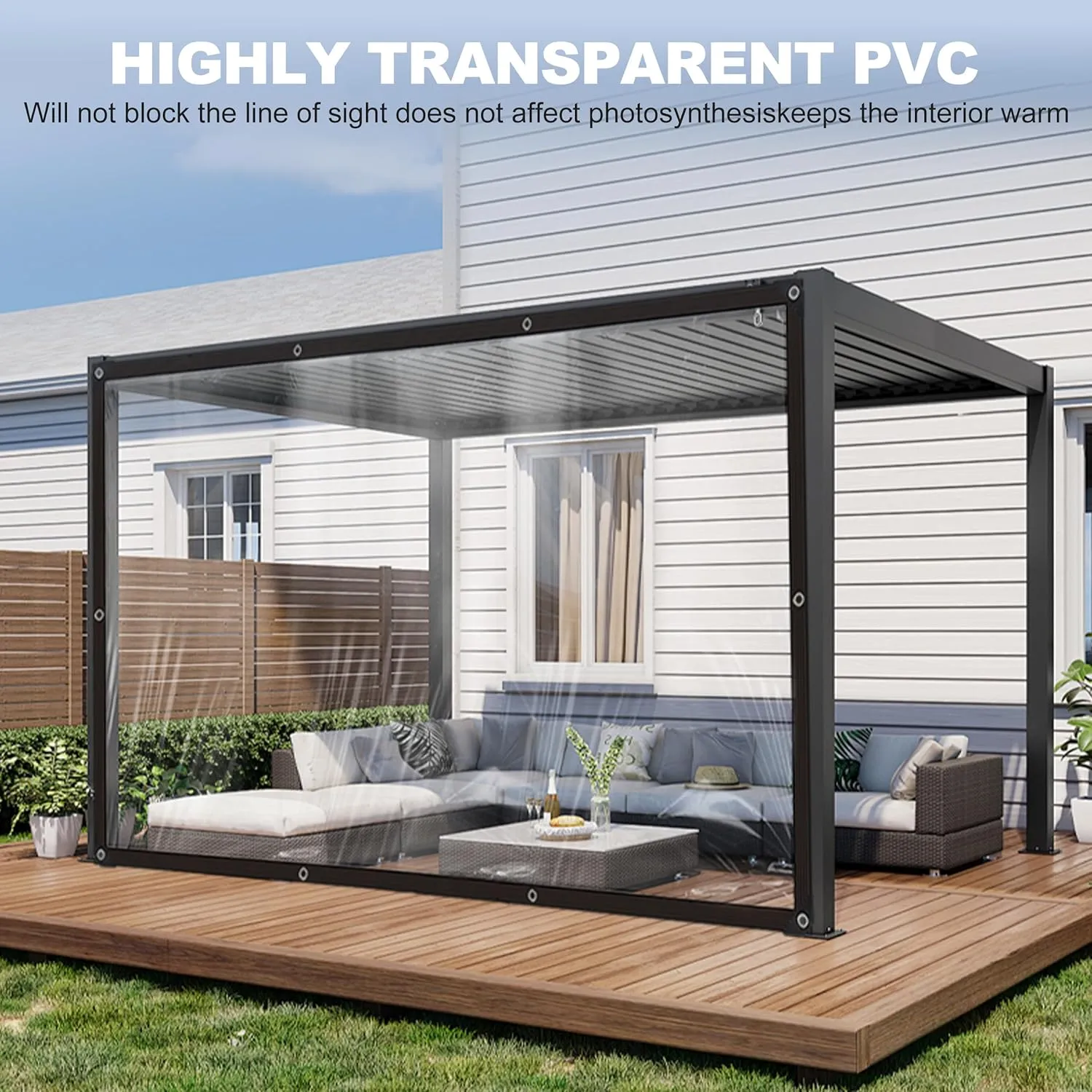 Heavy-Duty Clear Vinyl Tarp 8x10 FT - Waterproof UV-Resistant & Tear-Proof Transparent Cover with Brass Grommets for Greenhouse, Patio, Garden, Chicken Coop, Outdoor Use