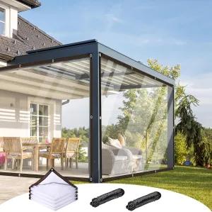 Heavy-Duty Clear Vinyl Tarp 8x10 FT - Waterproof UV-Resistant & Tear-Proof Transparent Cover with Brass Grommets for Greenhouse, Patio, Garden, Chicken Coop, Outdoor Use