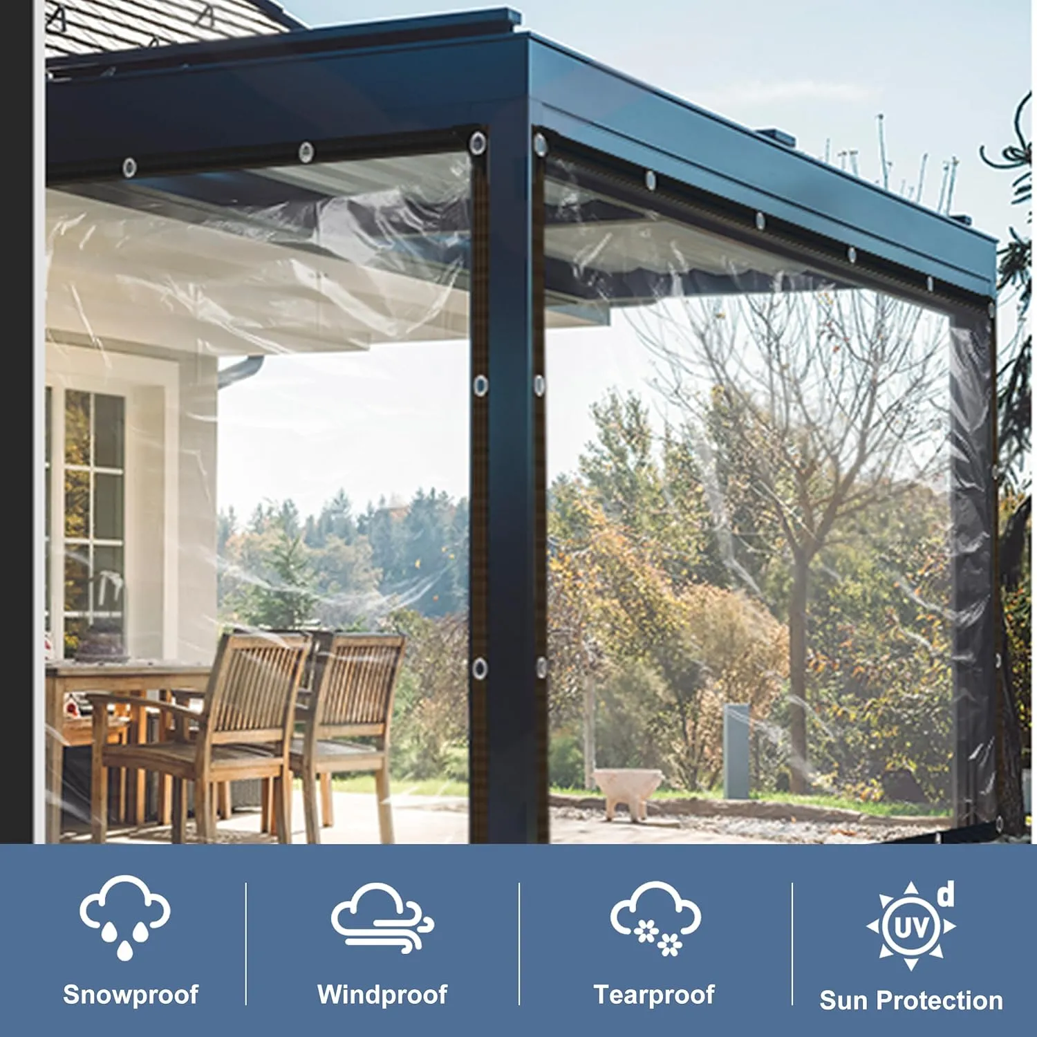 Heavy-Duty Clear Vinyl Tarp 8x10 FT - Waterproof UV-Resistant & Tear-Proof Transparent Cover with Brass Grommets for Greenhouse, Patio, Garden, Chicken Coop, Outdoor Use