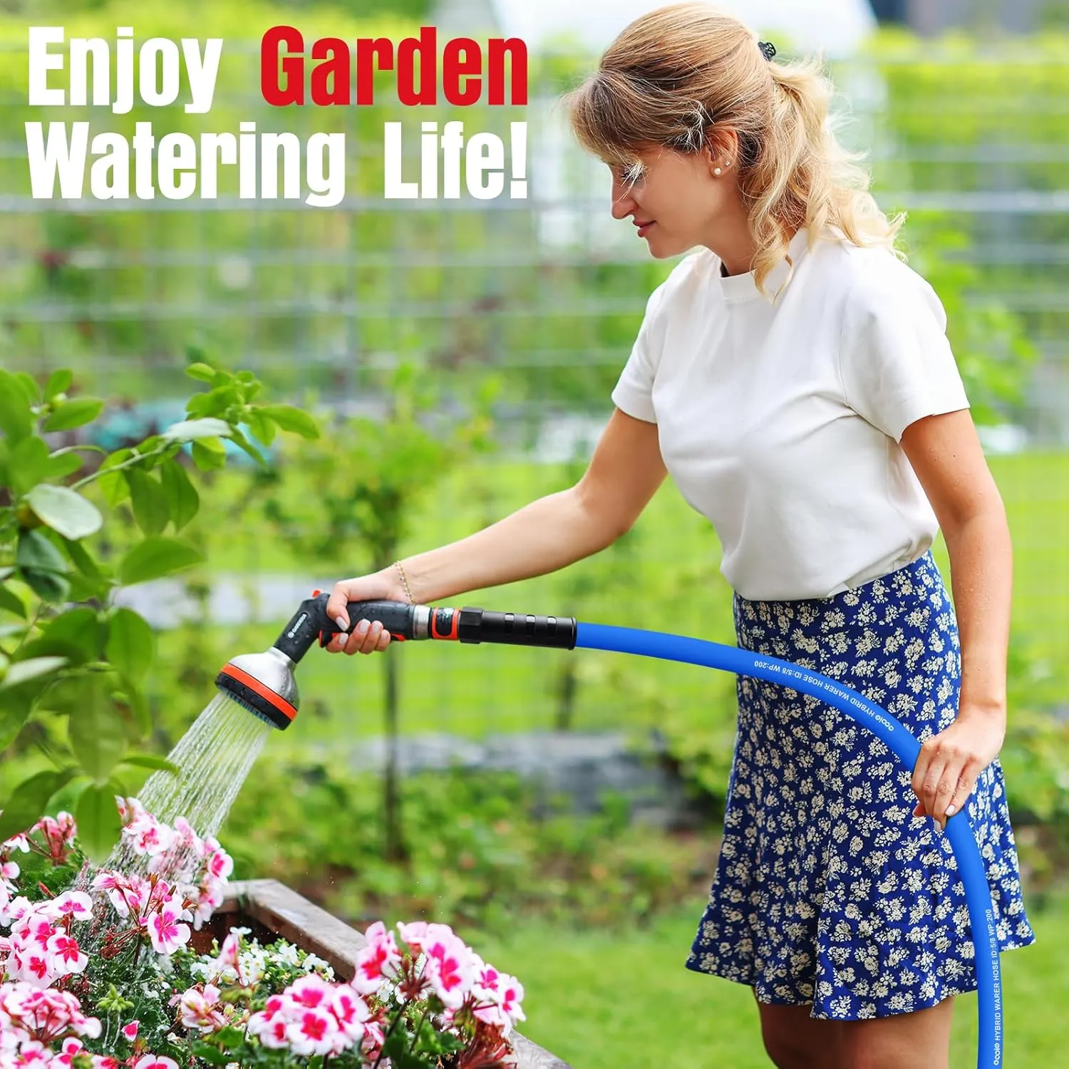 Heavy Duty Garden Hose 50ft, Non-Expanding Flexible Water Hose, Kink Resistant Lightweight Hybrid Hose, Leakproof Hose Male to Female Fittings
