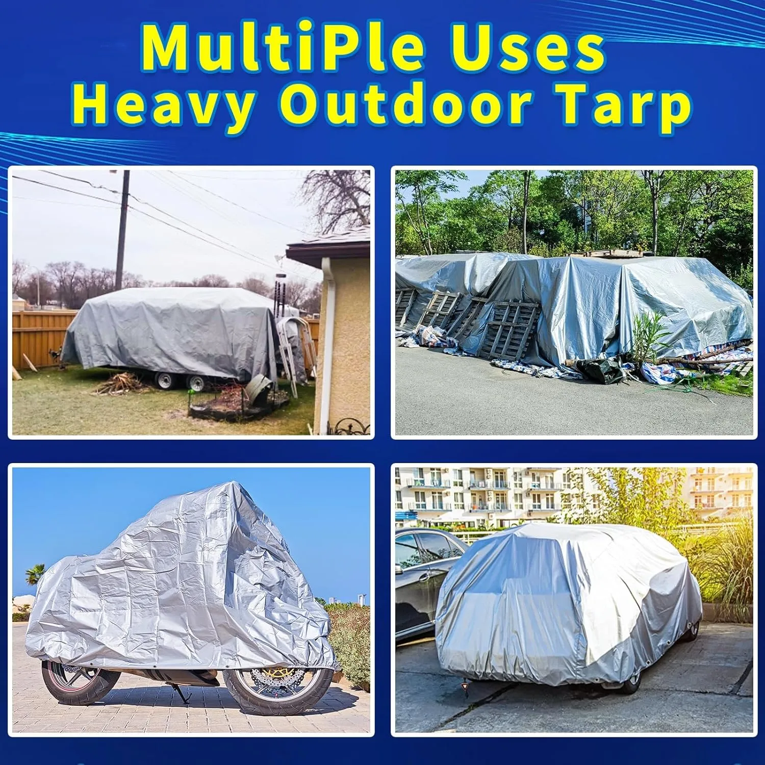 Heavy Duty Tarp 16' X 20', 16 Mil Large Waterproof Tarps, High Durability, UV Resistant, Tear Resistant with Grommets Every 18 Inches for Outdoor