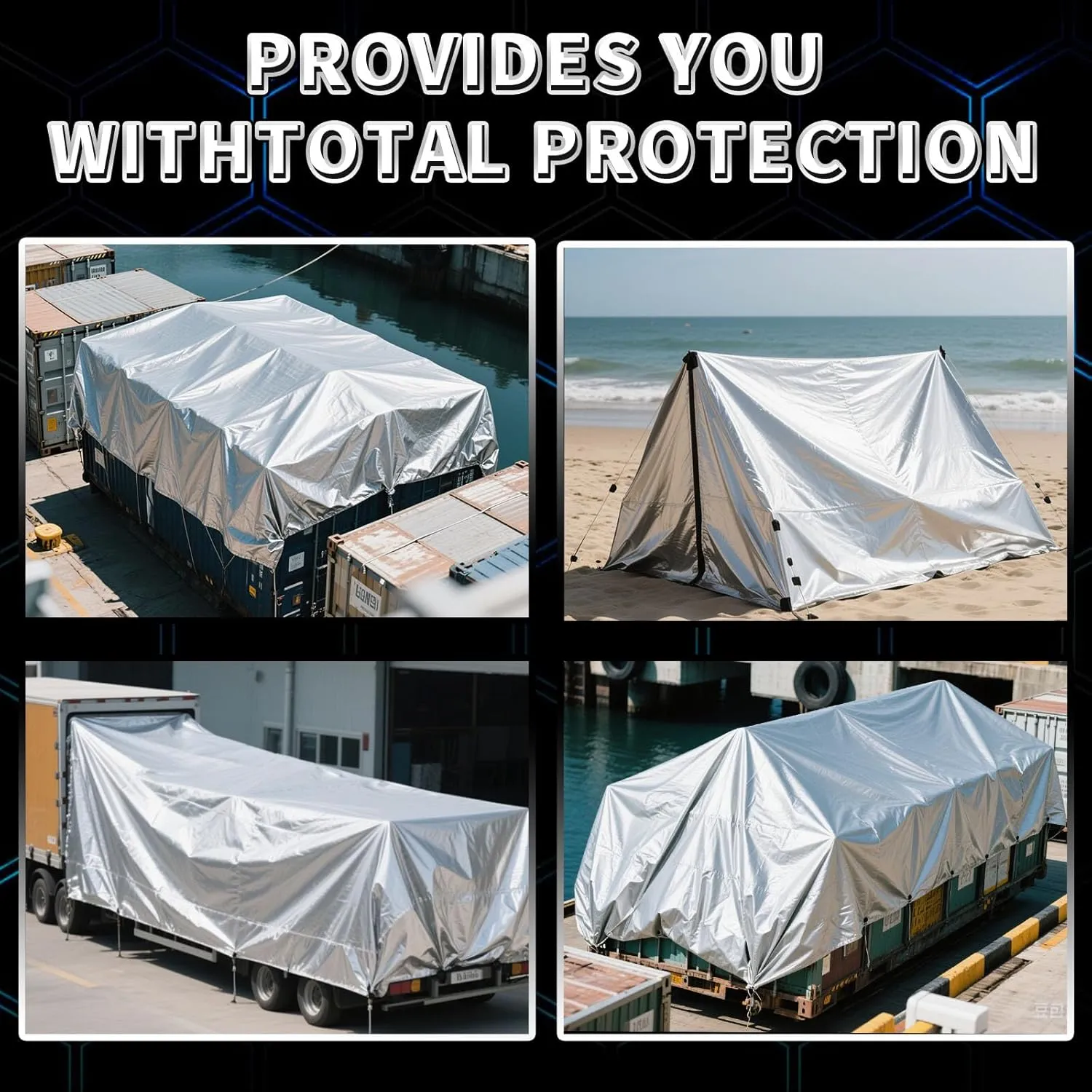 Heavy Duty Tarp 6x20 Feet, 14 Mil Waterproof Poly Tarps Cover UV Resistant, Rip & Tear Proof with Metal Grommets Every 20 Inches Silver Tarp by TA*RP YXCN