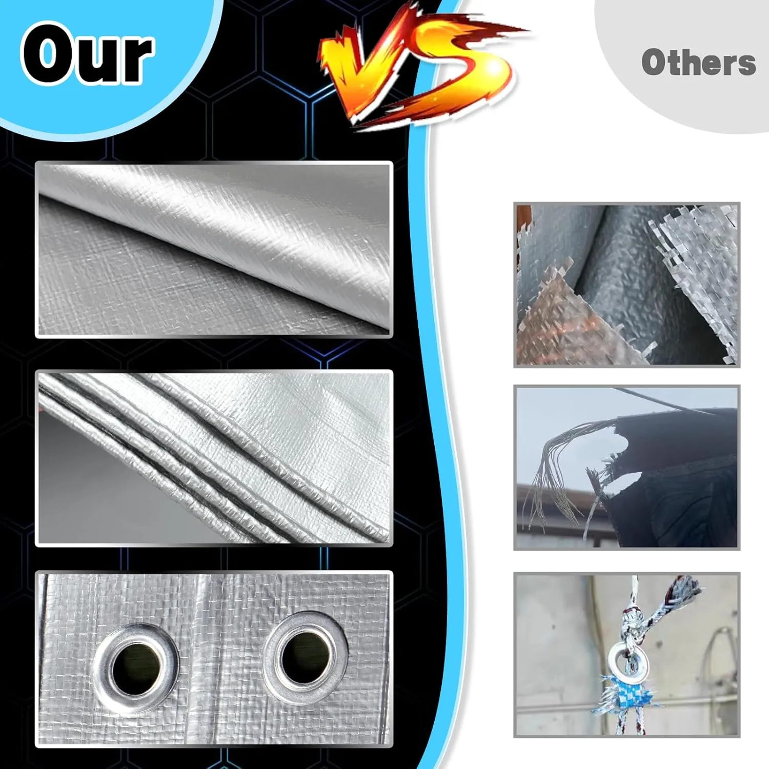 Heavy Duty Tarp 6x20 Feet, 14 Mil Waterproof Poly Tarps Cover UV Resistant, Rip & Tear Proof with Metal Grommets Every 20 Inches Silver Tarp by TA*RP YXCN