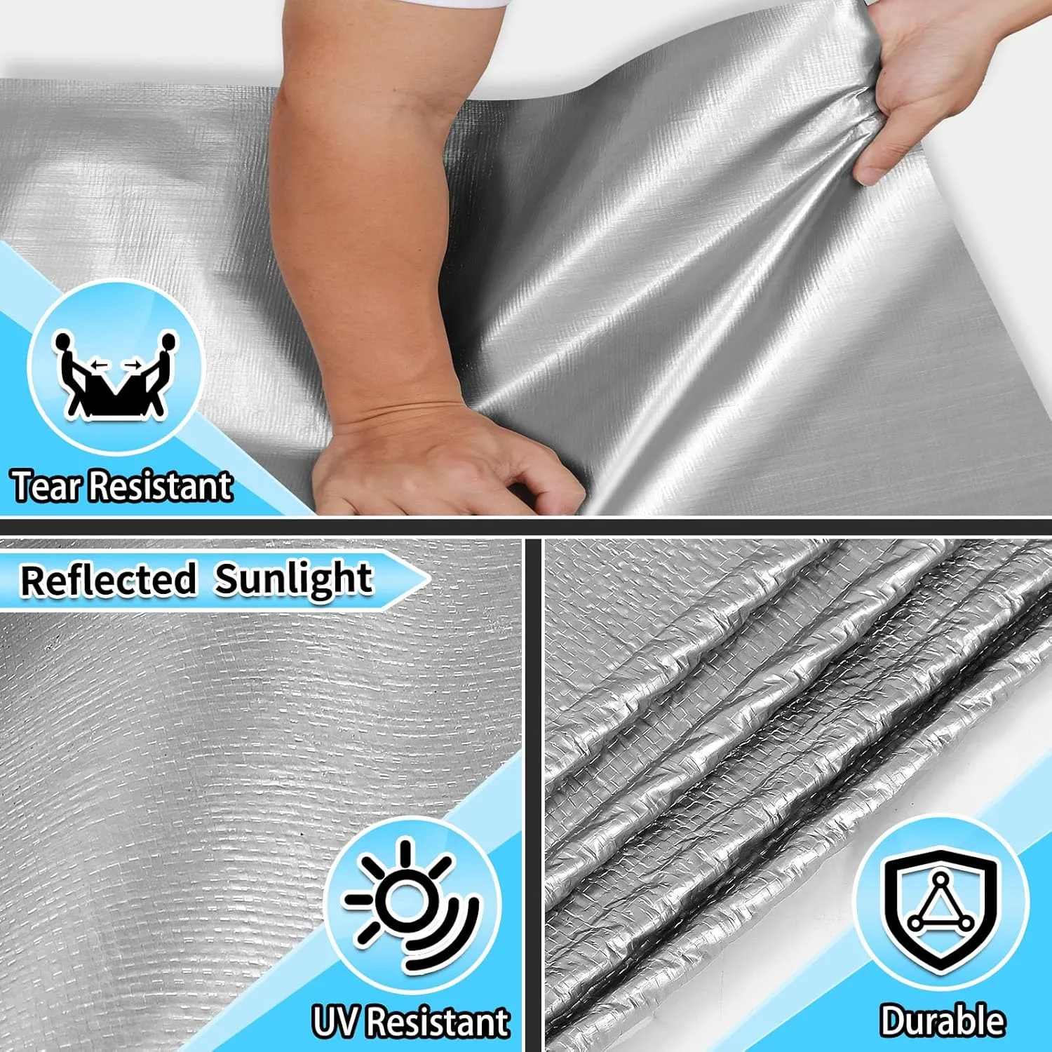 Heavy Duty Tarp 6x20 Feet, 14 Mil Waterproof Poly Tarps Cover UV Resistant, Rip & Tear Proof with Metal Grommets Every 20 Inches Silver Tarp by TA*RP YXCN