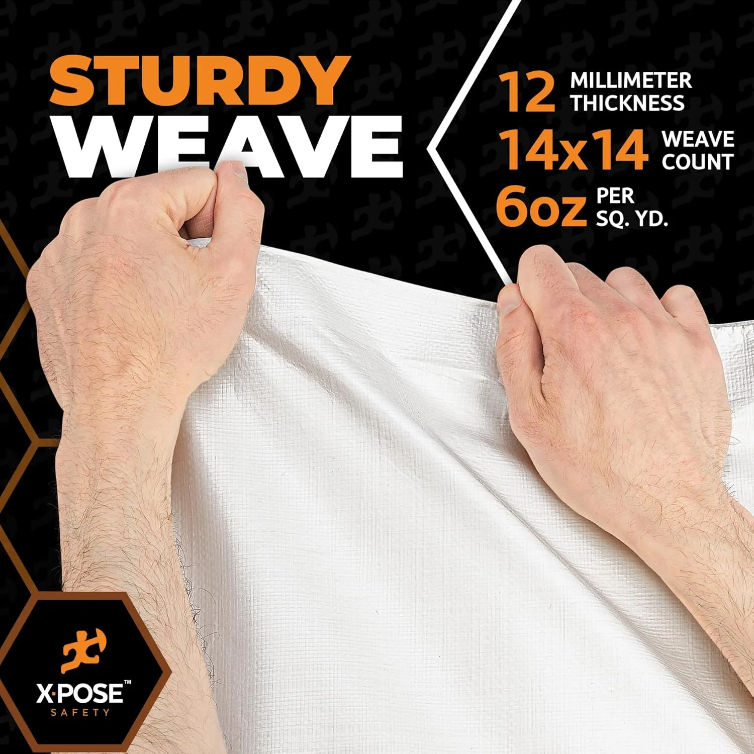 Heavy Duty White Poly Tarp 9' X 12' - Multipurpose Protective Cover - Durable, Waterproof, Weather Proof, Rip and Tear Resistant - Extra Thick 12 Mil Polyethylene - by Xpose Safety