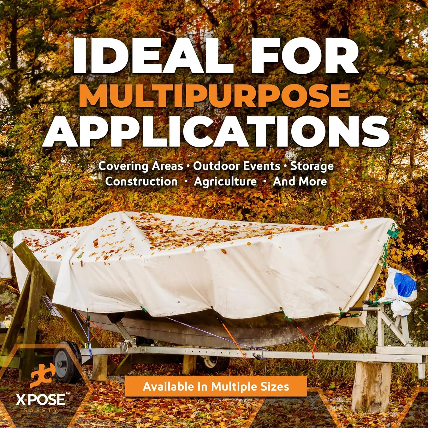 Heavy Duty White Poly Tarp 9' X 12' - Multipurpose Protective Cover - Durable, Waterproof, Weather Proof, Rip and Tear Resistant - Extra Thick 12 Mil Polyethylene - by Xpose Safety