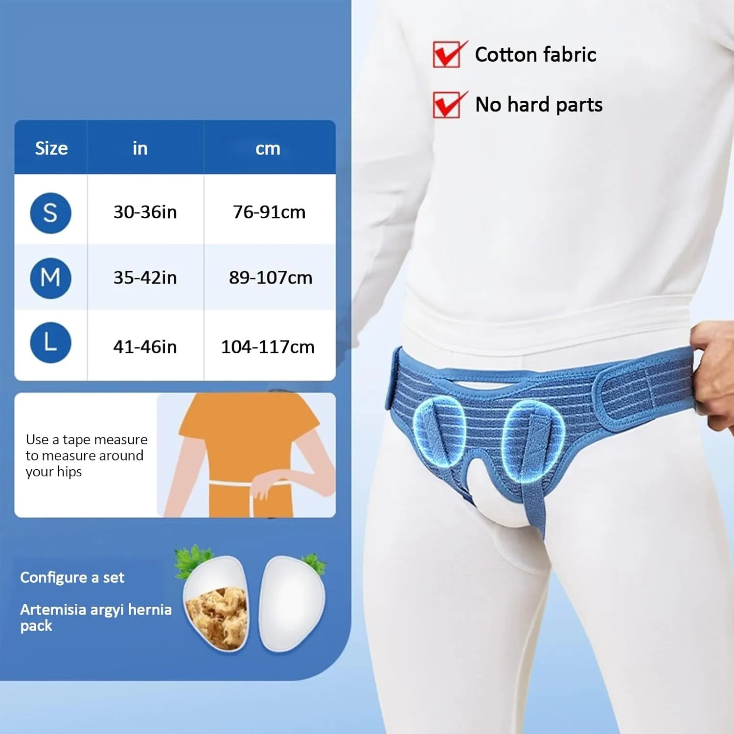 Hernia Belt, Hernia Support Belt, with 2 Removable Compression Pads Comfortable Material, for Single/Double Inguinal or Sports Hernia(Medium)