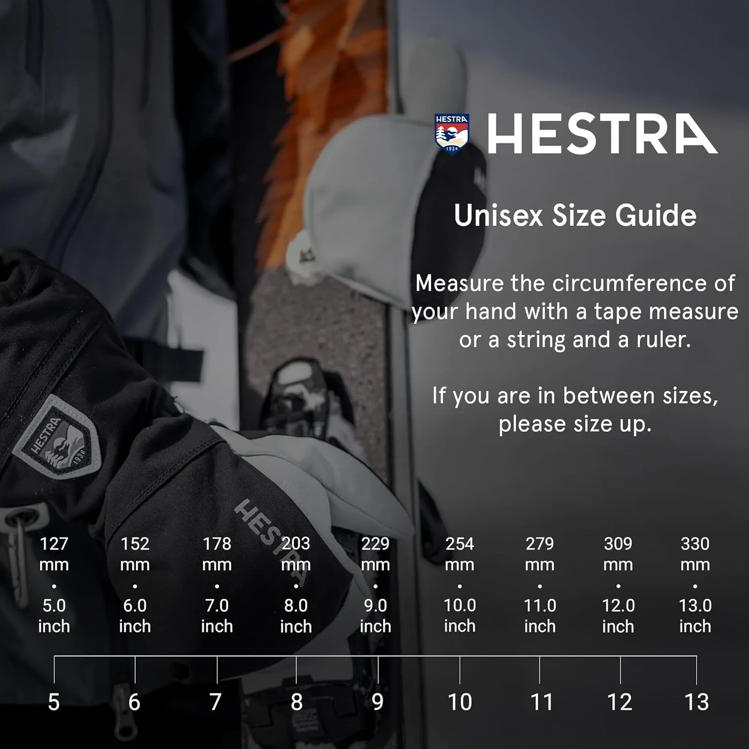 Hestra Unisex CZone Mellow Mitt, Waterproof & Windproof Insulated Leather Mitten, Alpine Skiing & Snowboarding, Men & Women