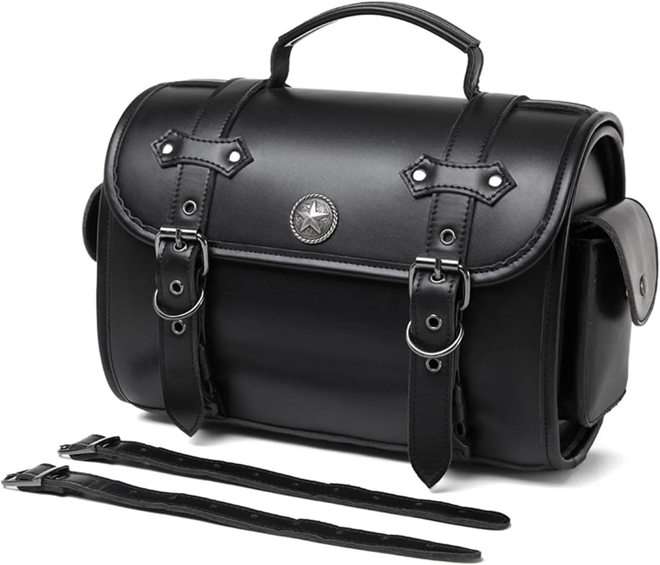 High Capacity Unique Punk Motorcycle Leather Tool Bag Saddlebag For Bikers & Adventurers Long Distance Riding Essential